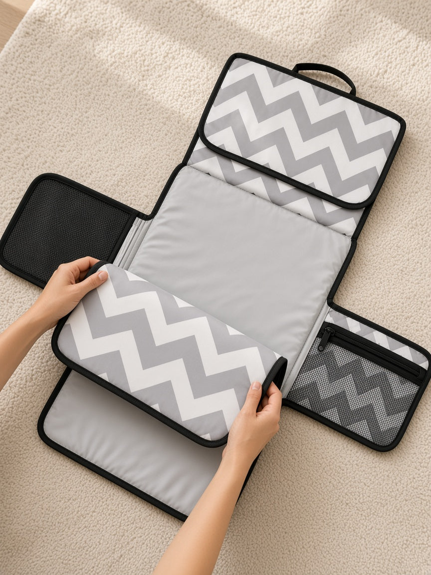 Unfold flat on any clean surface
