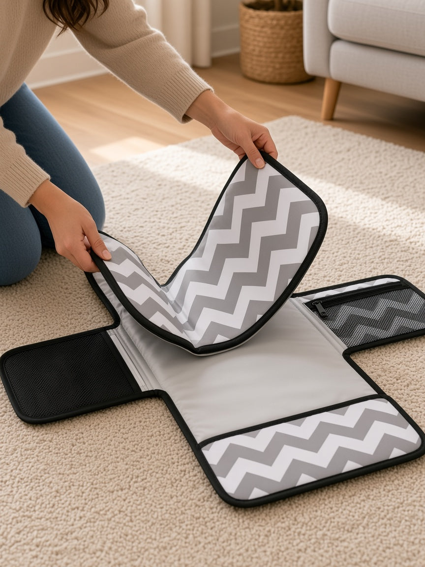 Unfold flat on any clean surface