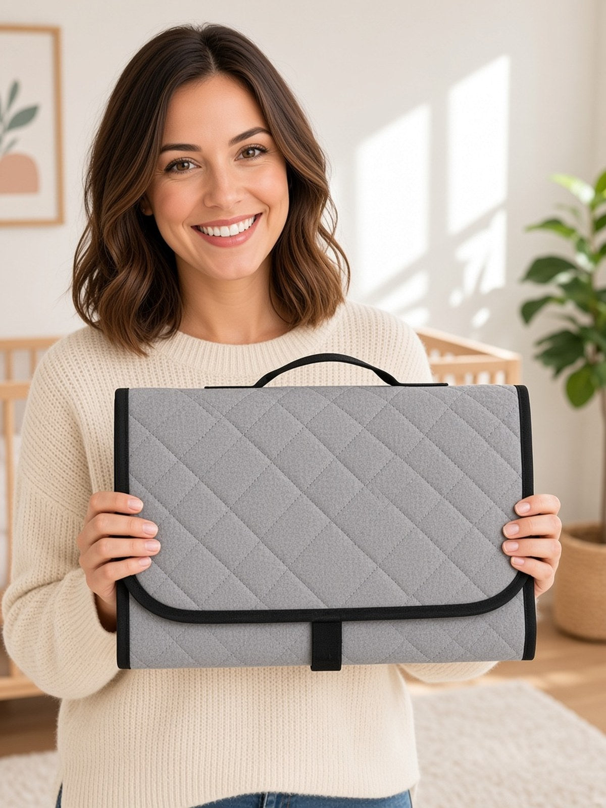 Portable Foldable Baby Changing Mat – Waterproof Travel Changing Pad — gray lifestyle