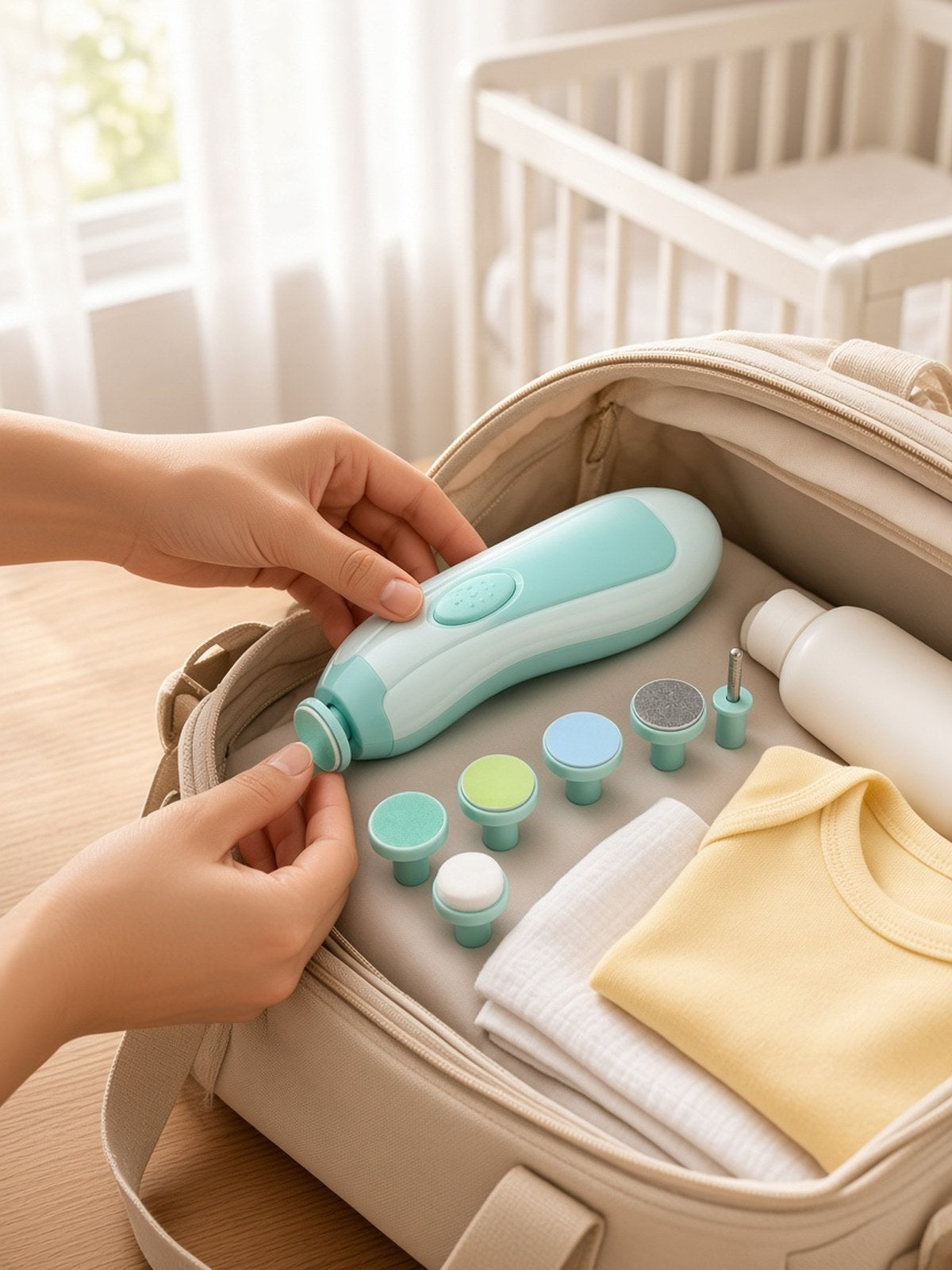 Electric Baby Nail Trimmer Set – Gentle & Safe Nail Care — Blue lifestyle