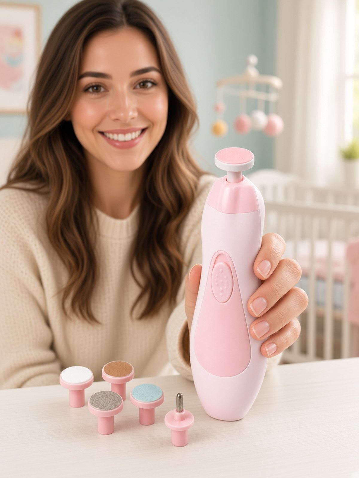 Electric Baby Nail Trimmer Set – Gentle & Safe Nail Care — Pink lifestyle
