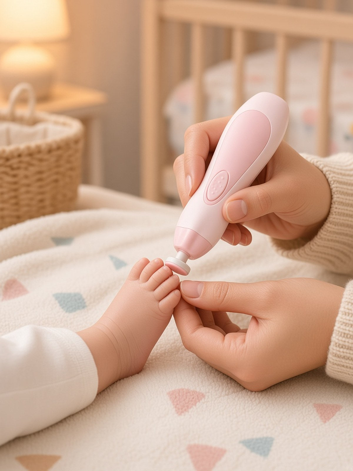 Electric Baby Nail Trimmer Set – Gentle & Safe Nail Care — Pink lifestyle