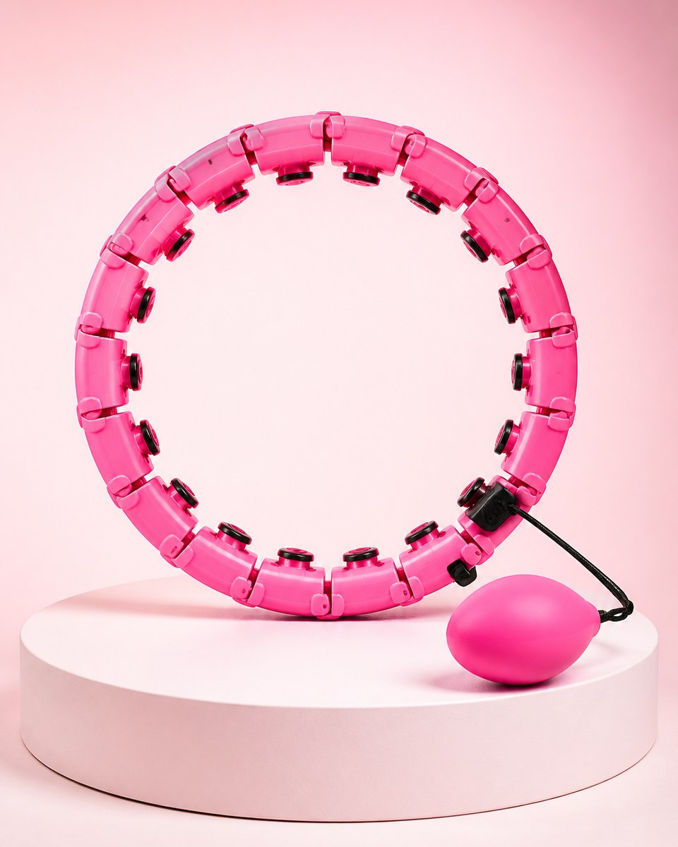 Smart Weighted Hula Hoop – Adjustable 24-Section Fitness Hoop – Pink