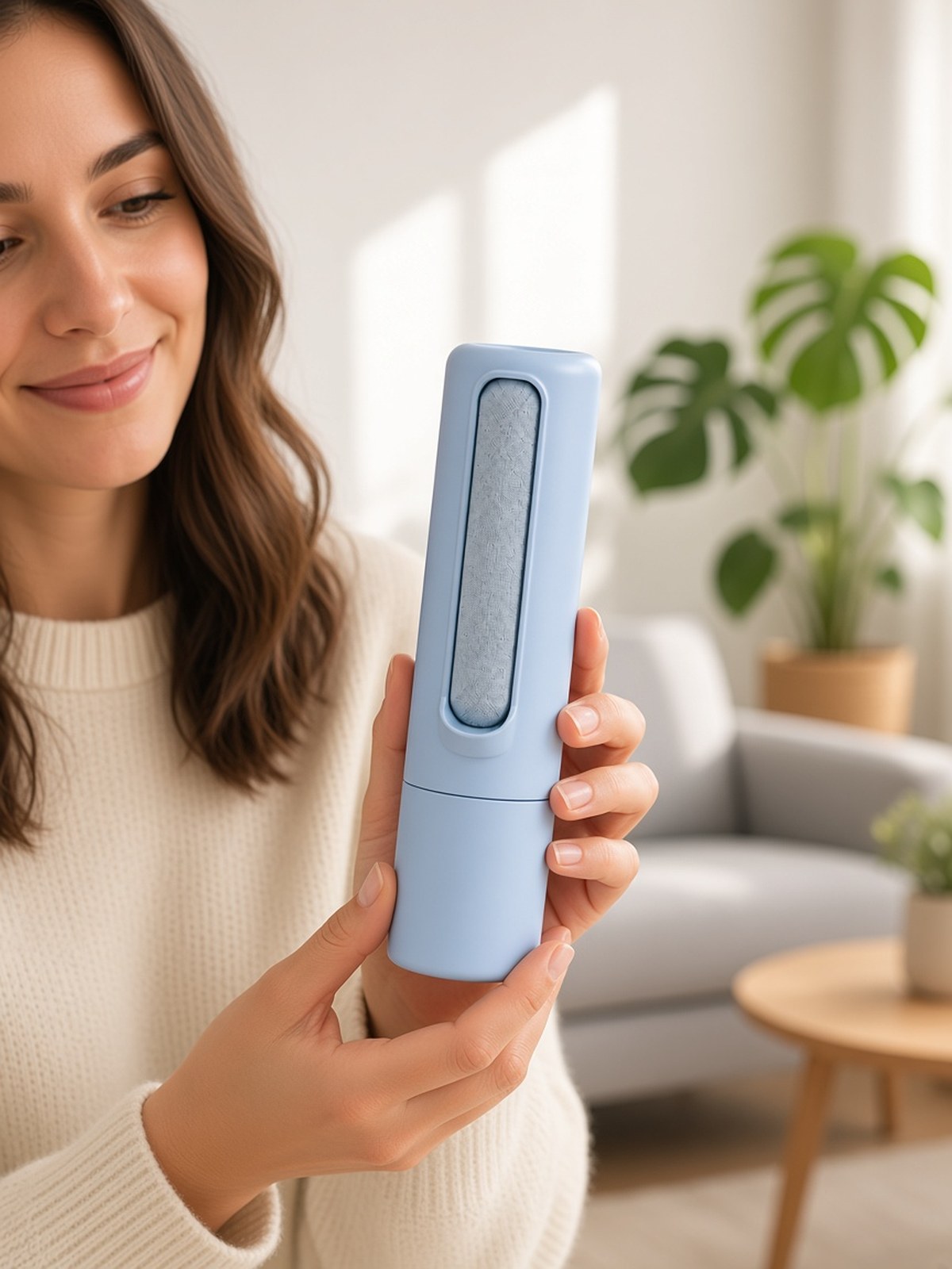 2-in-1 Reusable Pet Hair Remover Green — Blue lifestyle