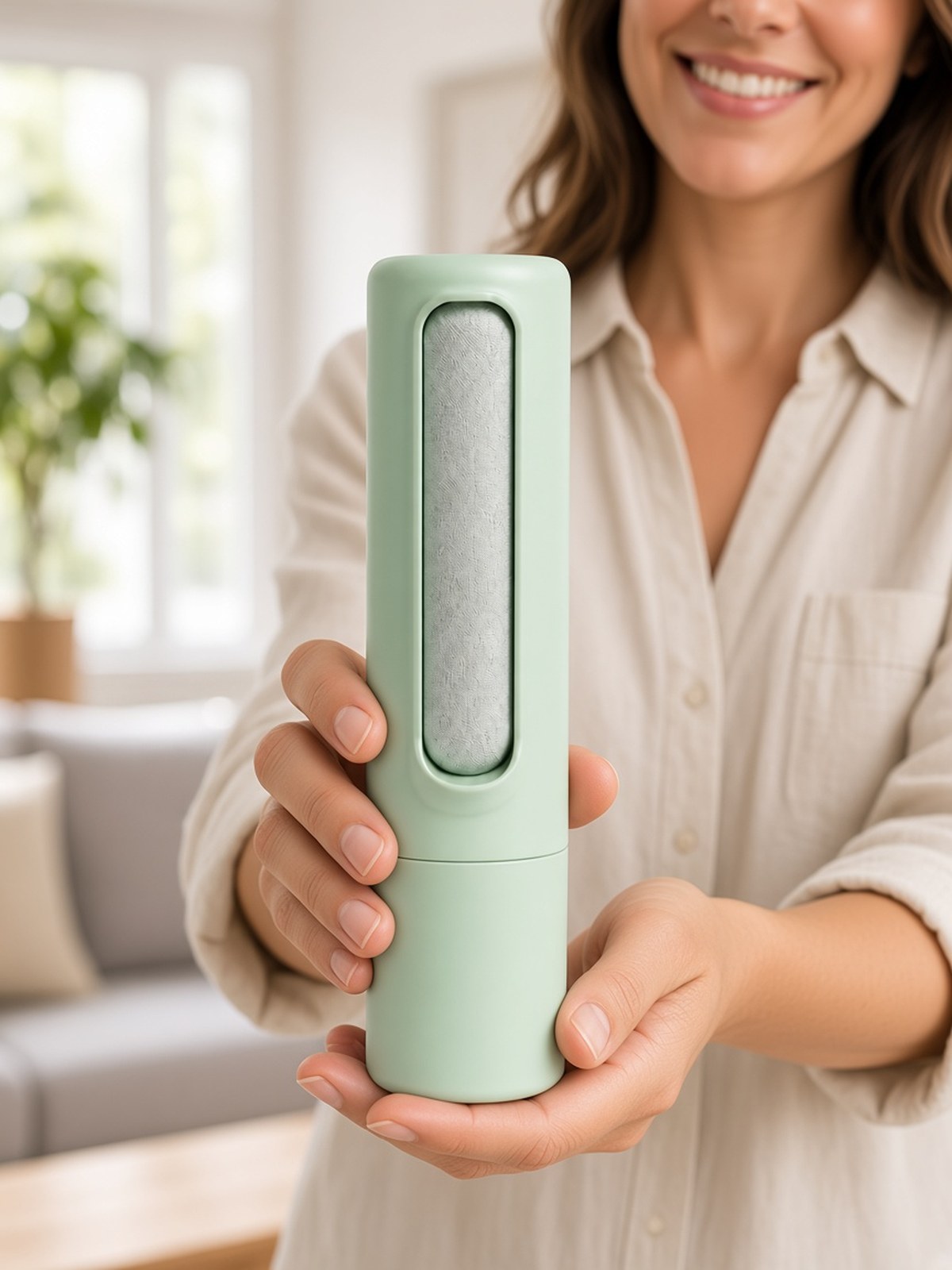 2-in-1 Reusable Pet Hair Remover Green — Green lifestyle