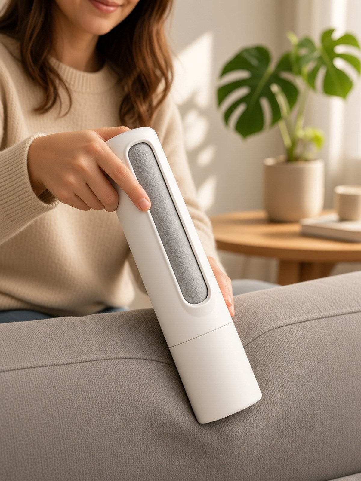 2-in-1 Reusable Pet Hair Remover Green — White lifestyle